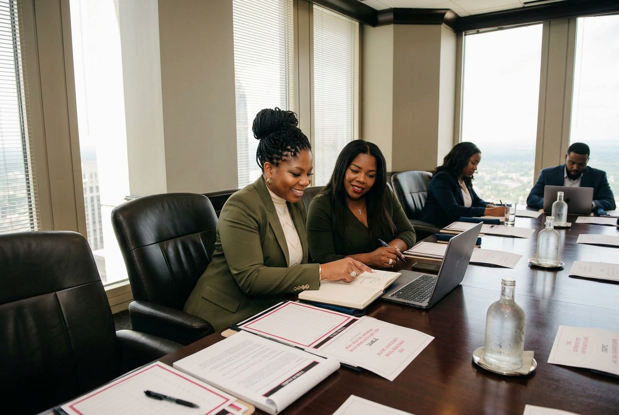 AI-created visualization of Coach C guiding an entrepreneur through a hands-on planning session